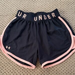 Under Armour Black Shorts with Pink Trim - Women's Athletic